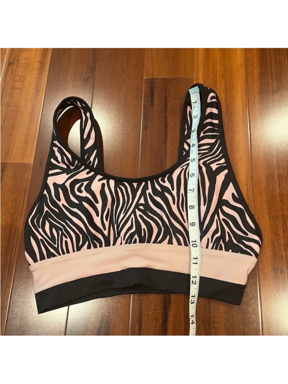Beach Riot‎ Pink Black Sports Bra Racerback Zebra Print Activewear Size Medium - Picture 4 of 5